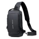 Rilibegan Men's Patent Leather Casual Bucket Bag