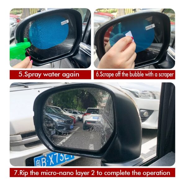 Car Rearview Mirror Protective Film – Anti-Fog, Anti-Rain, 3D Stickers - Image 3
