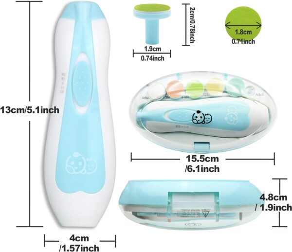 Electric Baby Nail Trimmer, Nail File Kit, Additional Replacement Heads - Image 8