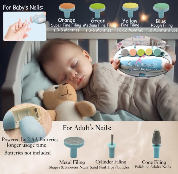 Electric Baby Nail Trimmer, Nail File Kit, Additional Replacement Heads